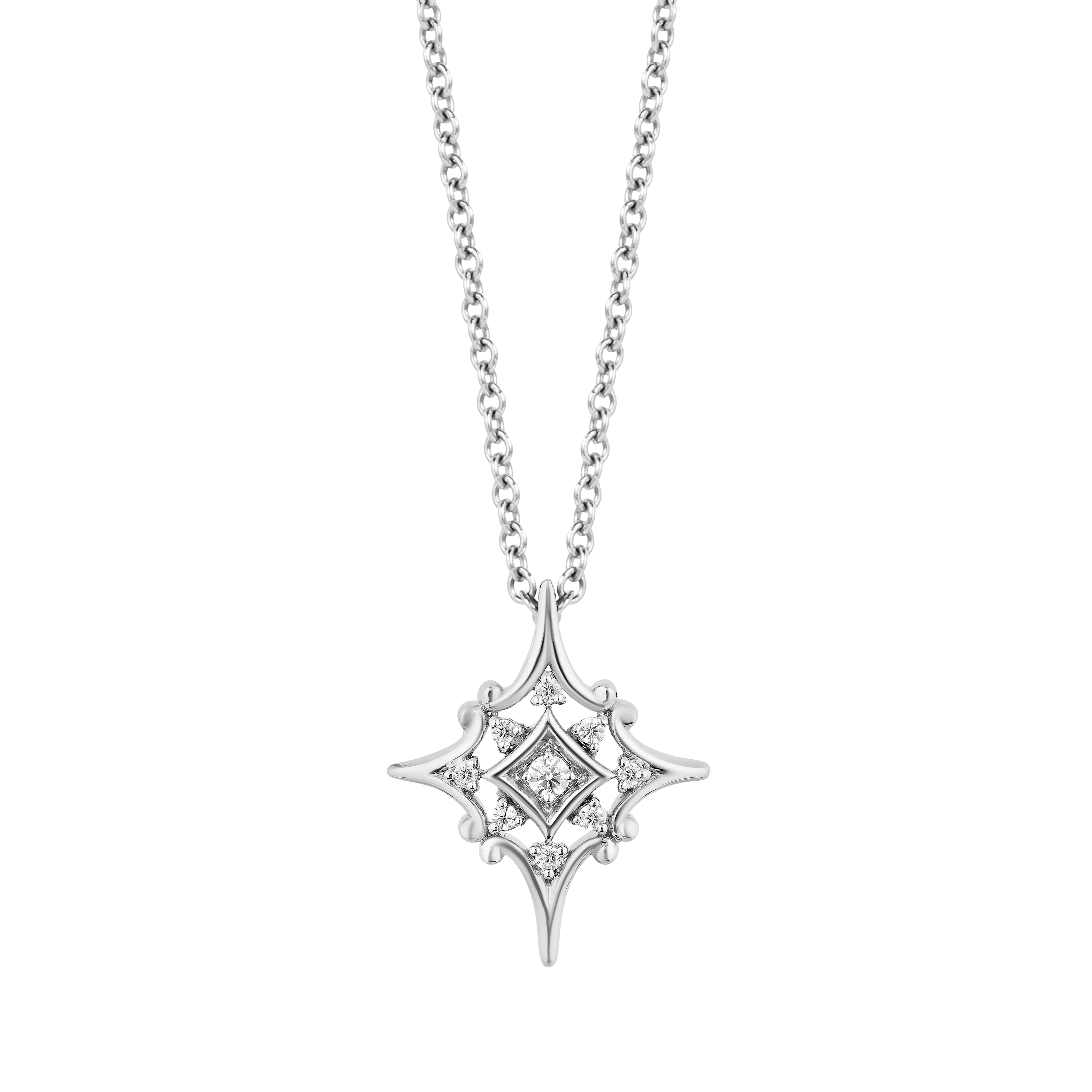 Hallmark Fine Jewelry Lace North Star Pendant in Sterling Silver with Diamonds