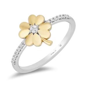 Hallmark Fine Jewelry Shamrock Ring in 14K Yellow Gold & Sterling  Silver with Diamonds