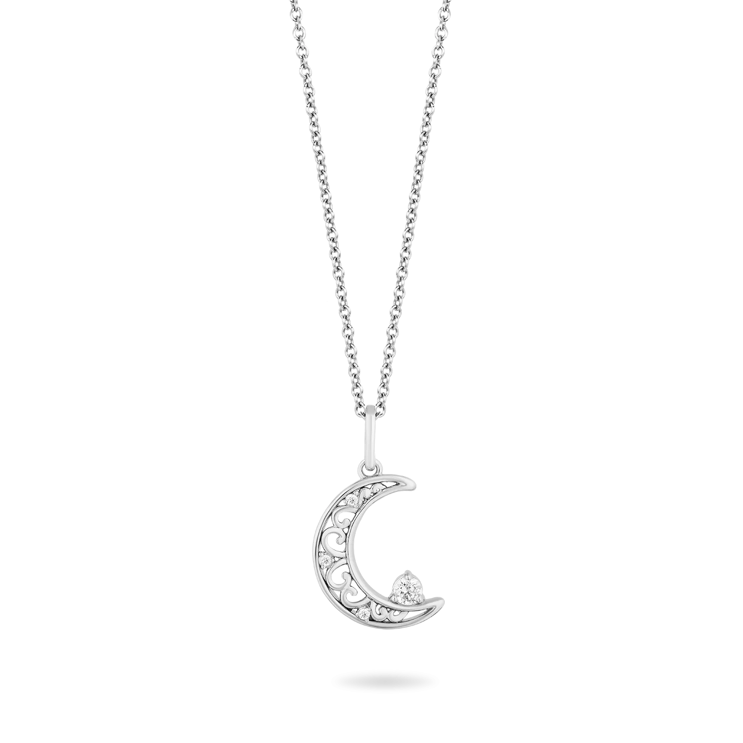 Hallmark Fine Jewelry Silvery Lace Moon Pendant in Sterling Silver with Diamonds