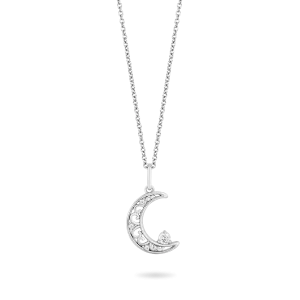 Hallmark Fine Jewelry Silvery Lace Moon Pendant in Sterling Silver with Diamonds