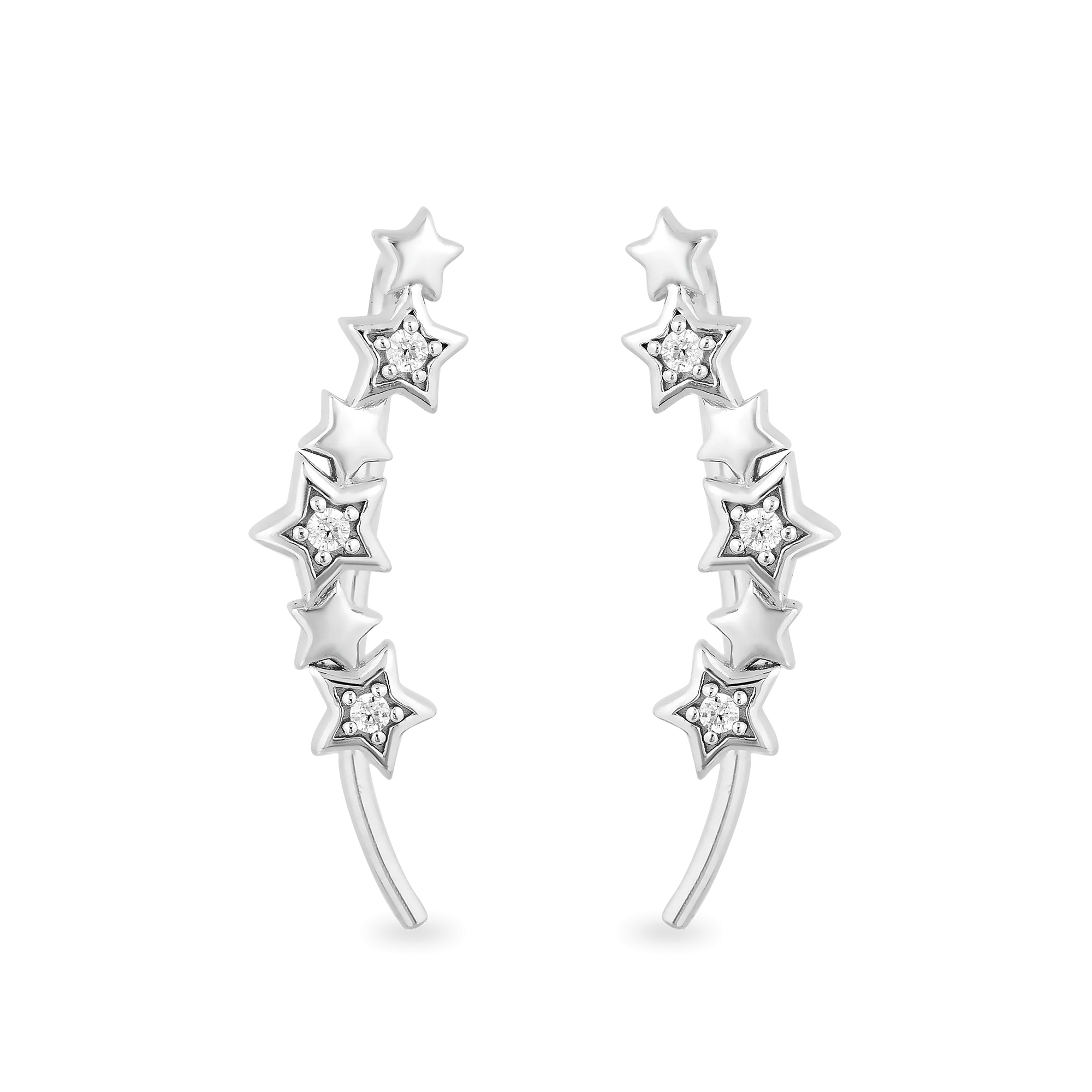 Hallmark Fine Jewelry Starlight Ear Crawlers in Sterling Silver with Diamonds