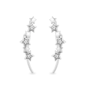 Hallmark Fine Jewelry Starlight Ear Crawlers in Sterling Silver with Diamonds