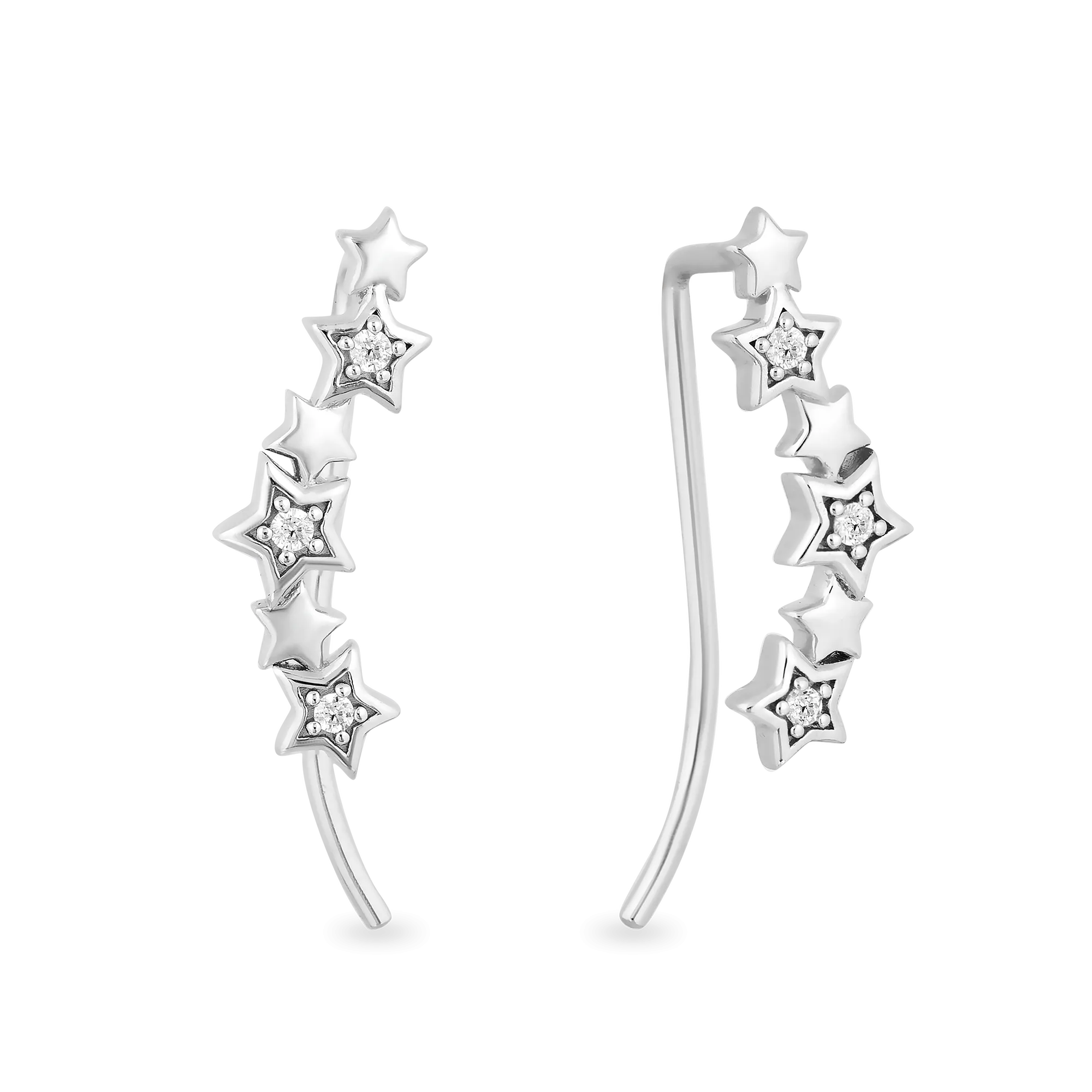 Hallmark Fine Jewelry Starlight Ear Crawlers in Sterling Silver with Diamonds