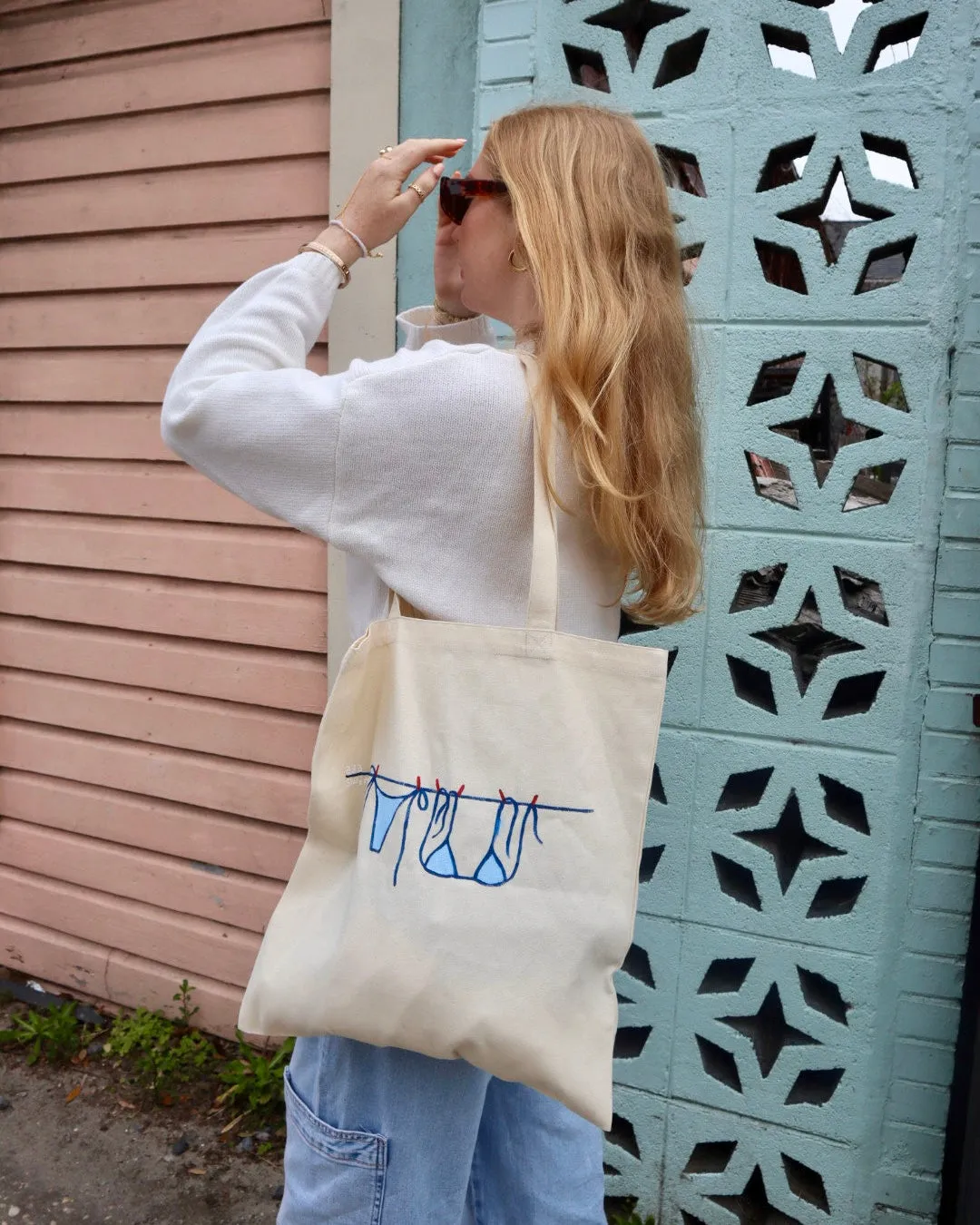 Hand-Painted Bikini Canvas Beach Tote