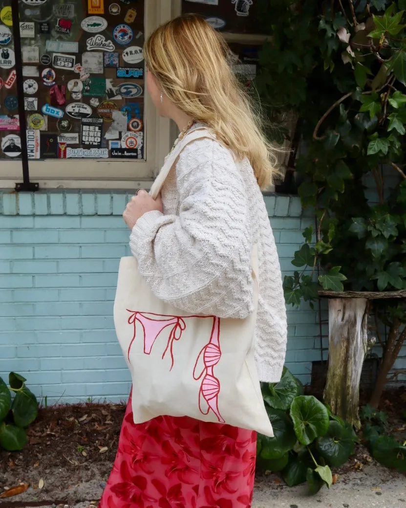 Hand-Painted Bikini Canvas Beach Tote