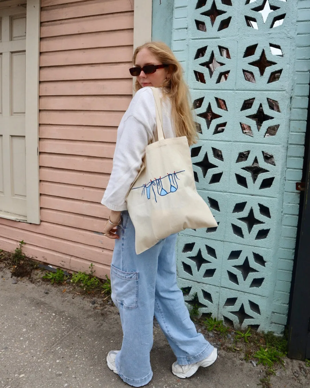 Hand-Painted Bikini Canvas Beach Tote