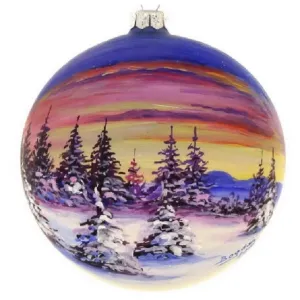 Hand Painted Sunset Glass Holiday Ornament
