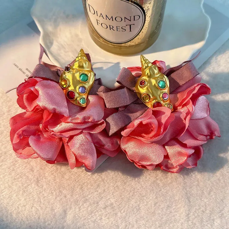Handmade Cotton Long Tassel  Earrings