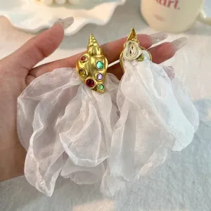 Handmade Cotton Long Tassel  Earrings