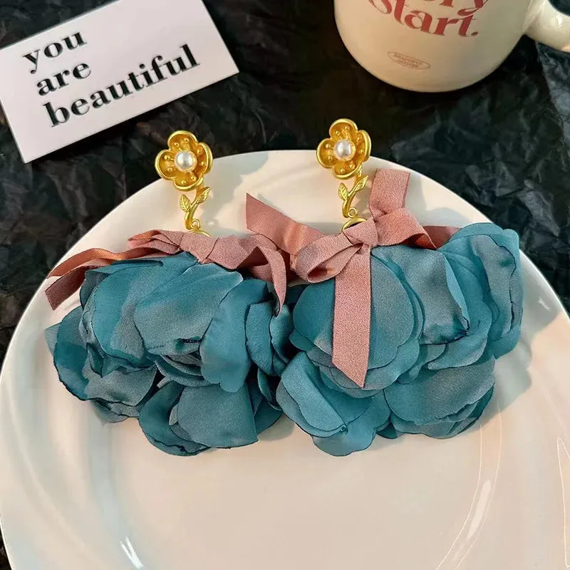 Handmade Cotton Long Tassel  Earrings