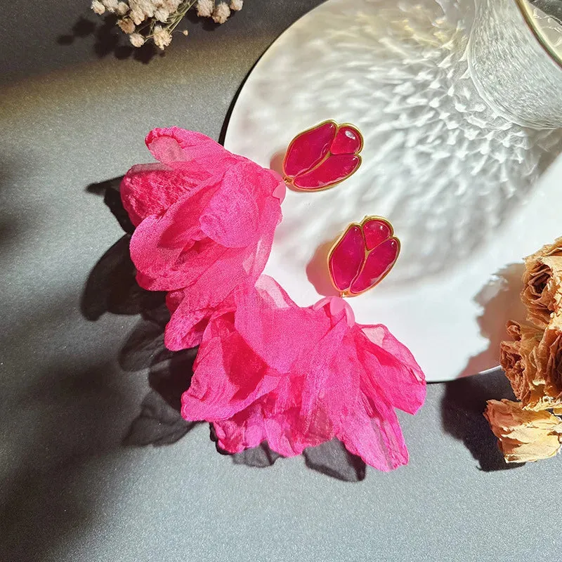 Handmade Cotton Long Tassel  Earrings