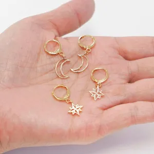 Hannah Moon & Stars Huggie Hoops