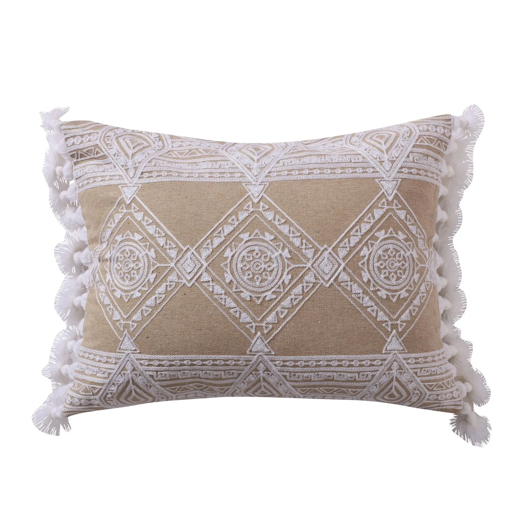 Harleson White Diamonds With Tassels Pillow