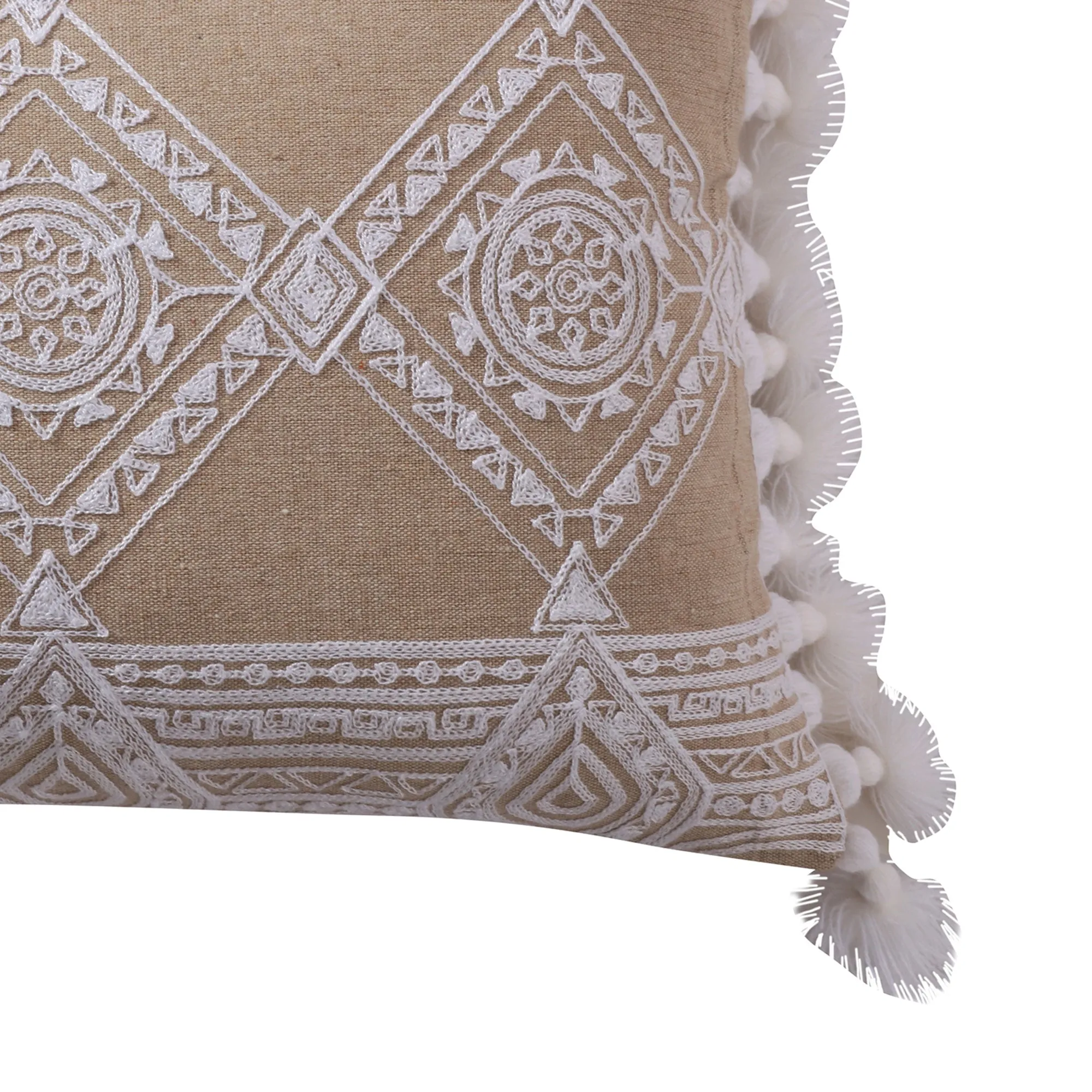 Harleson White Diamonds With Tassels Pillow