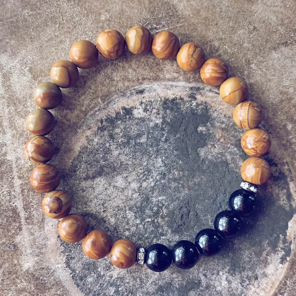 harmony // gemstone bead mala bracelet w sparkle - turquoise, pink jade or obsidian