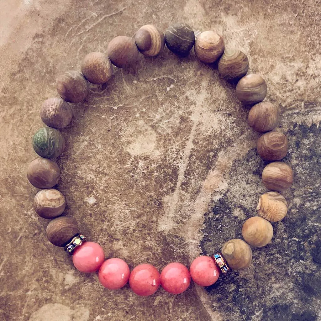 harmony // gemstone bead mala bracelet w sparkle - turquoise, pink jade or obsidian