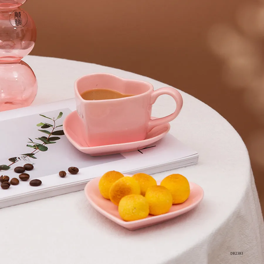 Heart Shape Cup With Saucer