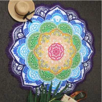 Hot Women Chic Tassel Indian Mandala Tapestry Lotus Printed Bohemian Beach Towel Yoga Mat Sunblock Round Bikini Cover-Up Blanket