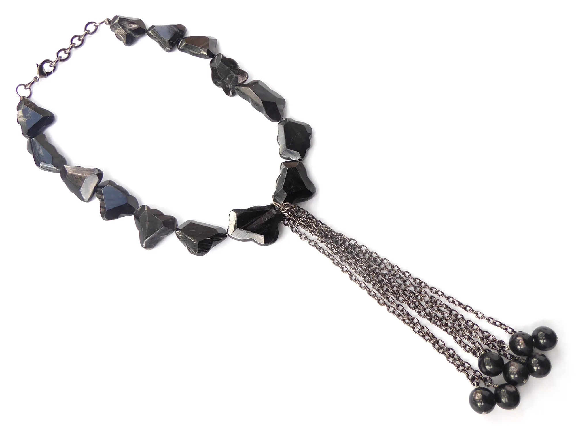 Hypersthene tassel necklace