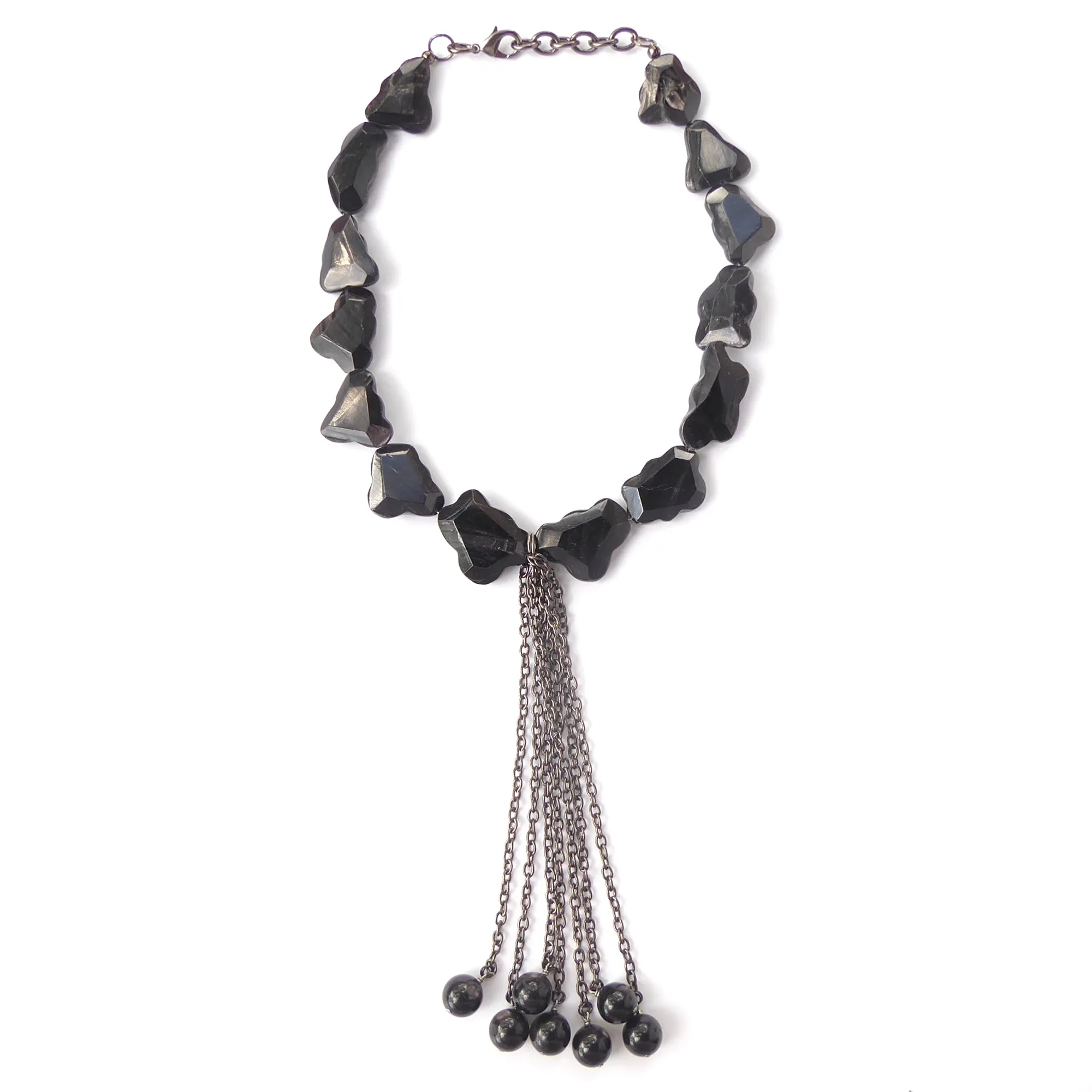 Hypersthene tassel necklace