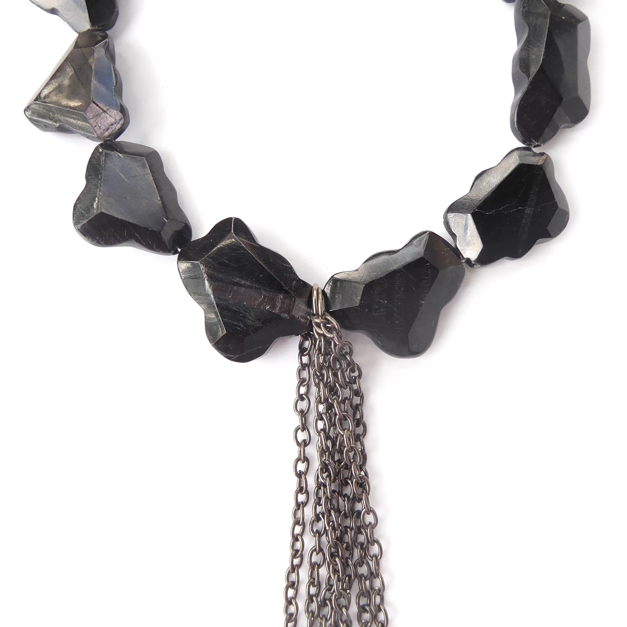Hypersthene tassel necklace