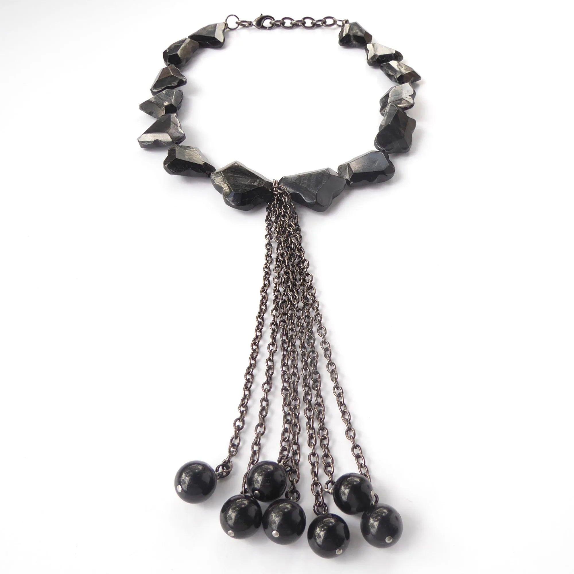 Hypersthene tassel necklace