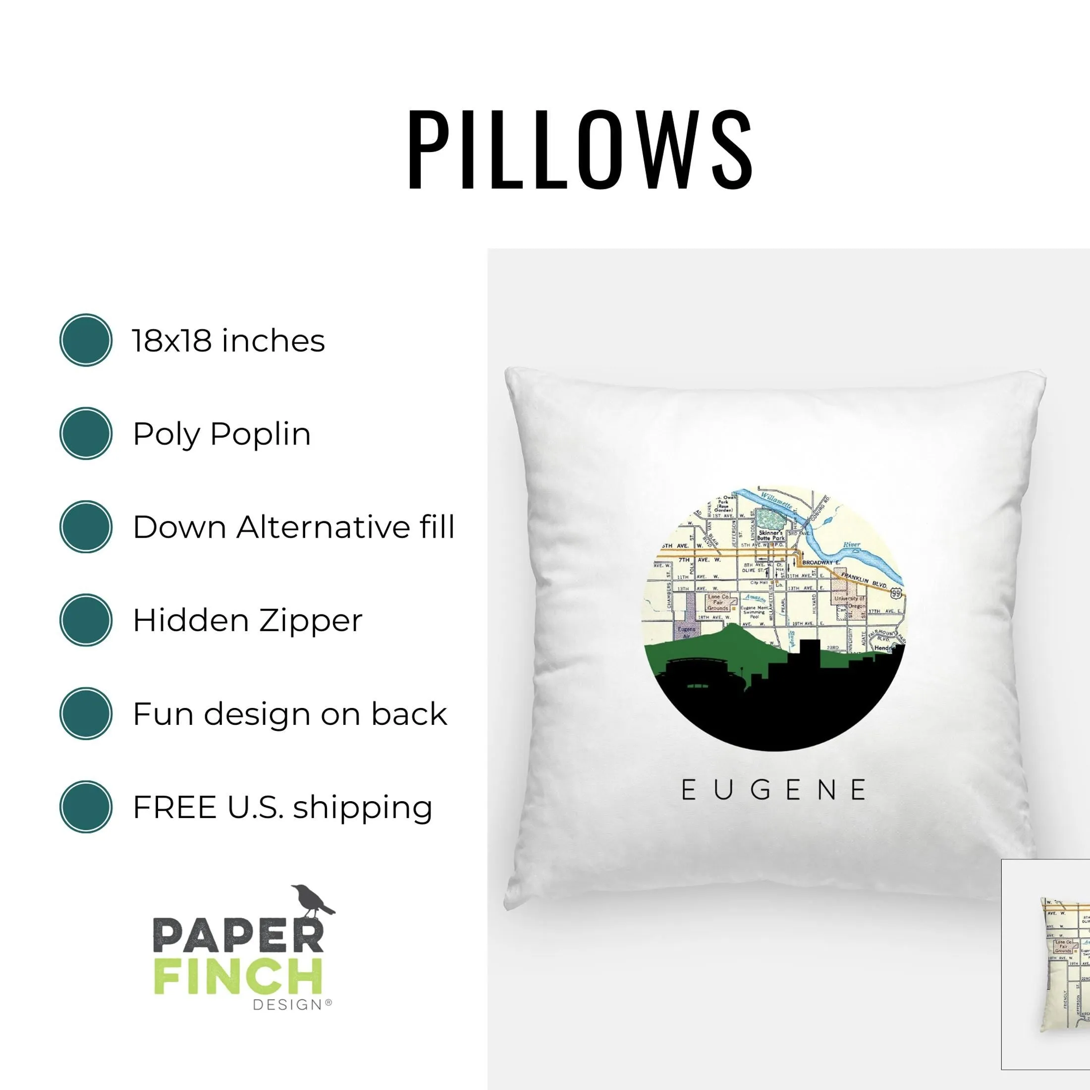 Iowa Christmas Pillow - 18x18 Square Decorative Pillow with Holiday Florals & Festive Plaid Design