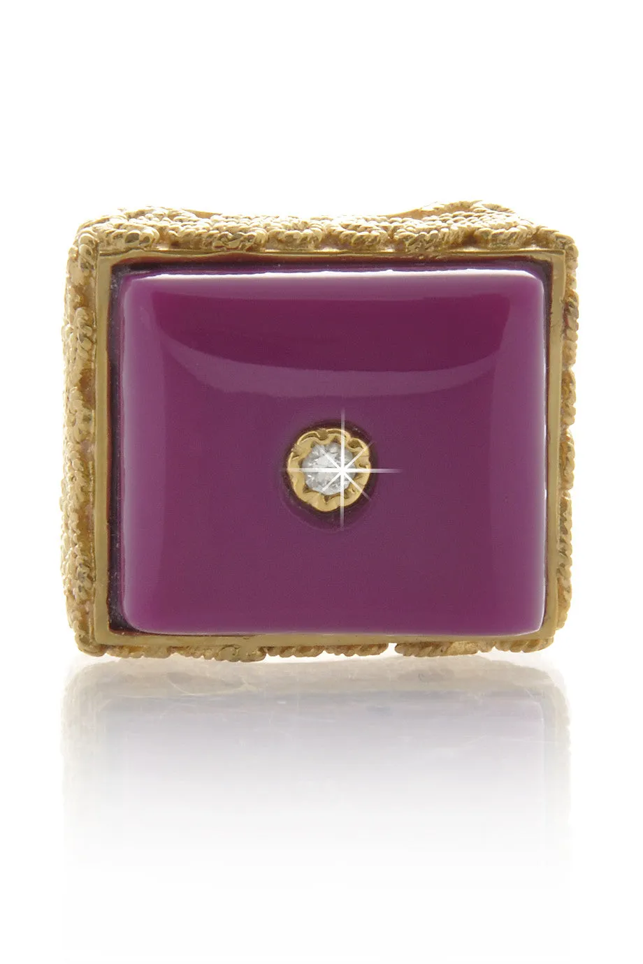 ISHARYA DAISY Filigree Fuchsia Resin Stone Ring