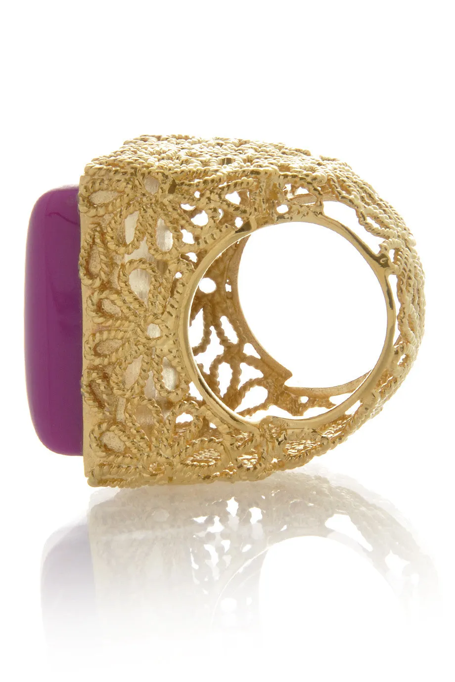 ISHARYA DAISY Filigree Fuchsia Resin Stone Ring