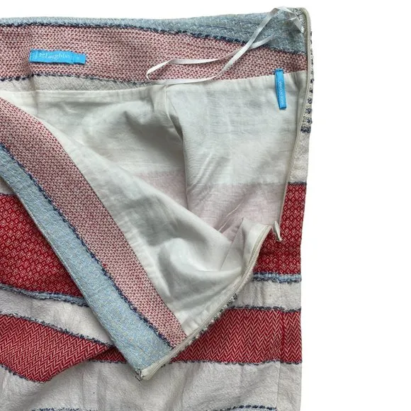 J. McLaughlin Mixed Media Carmela Fringe Striped Nautical Preppy Tweed Skirt-6