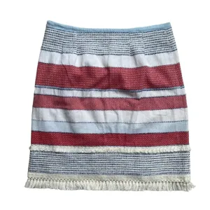 J. McLaughlin Mixed Media Carmela Fringe Striped Nautical Preppy Tweed Skirt-6