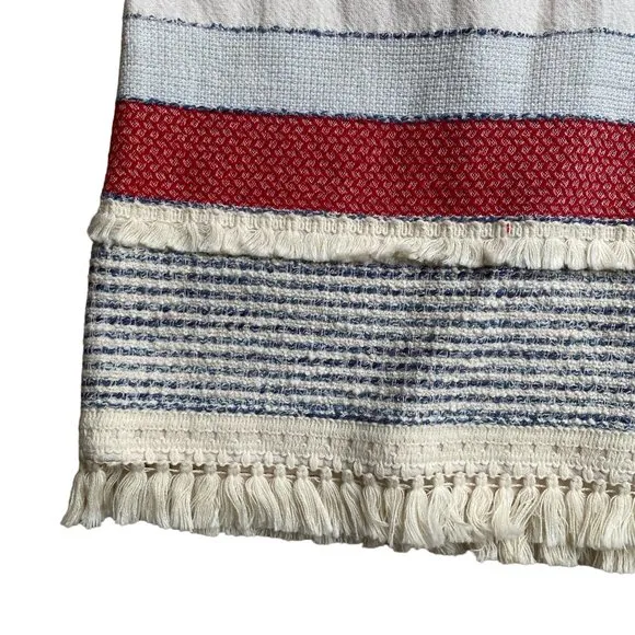 J. McLaughlin Mixed Media Carmela Fringe Striped Nautical Preppy Tweed Skirt-6