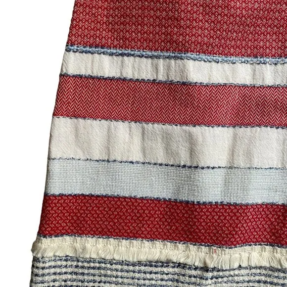 J. McLaughlin Mixed Media Carmela Fringe Striped Nautical Preppy Tweed Skirt-6