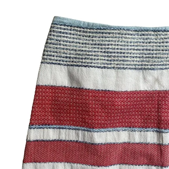 J. McLaughlin Mixed Media Carmela Fringe Striped Nautical Preppy Tweed Skirt-6