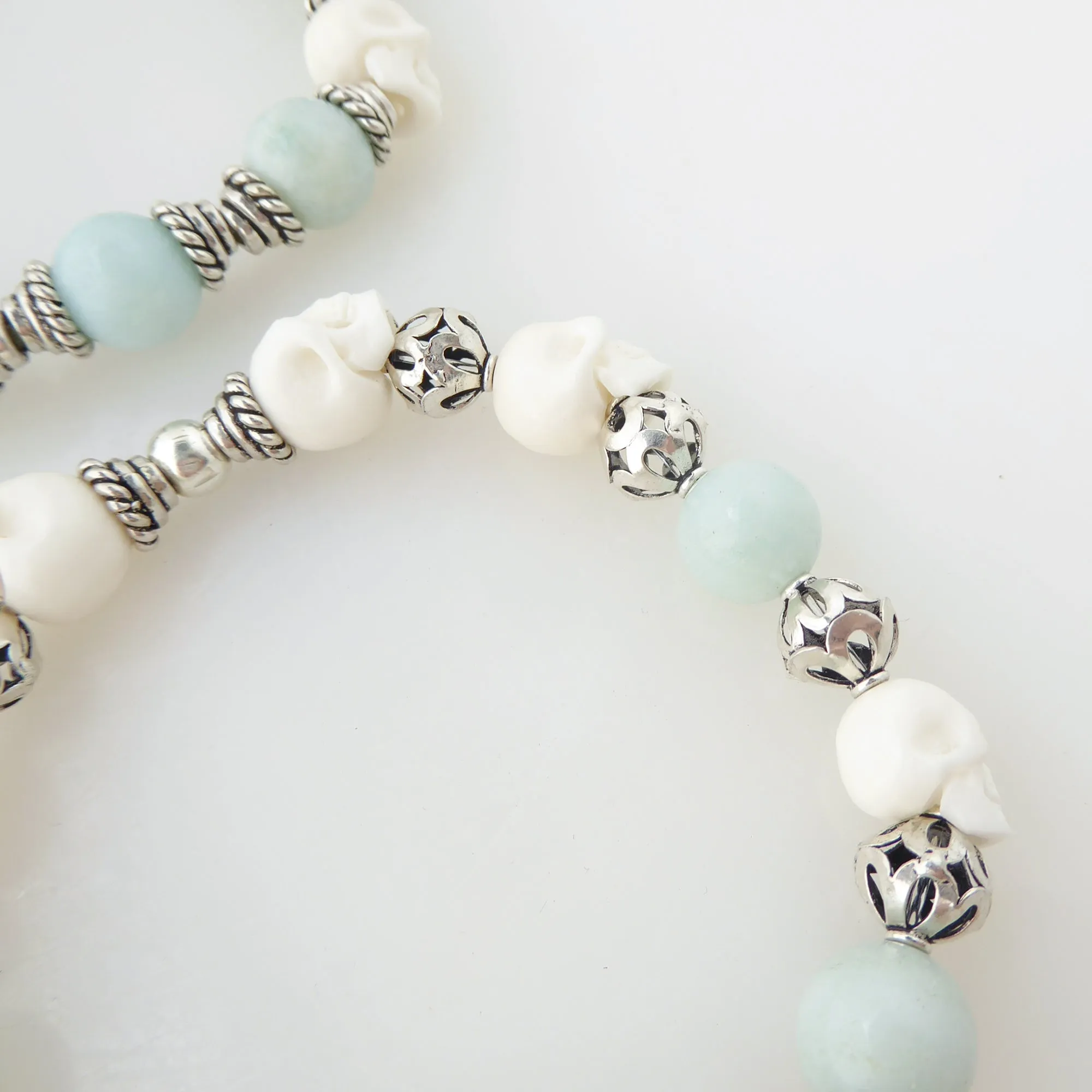 Jade and skull bracelet set