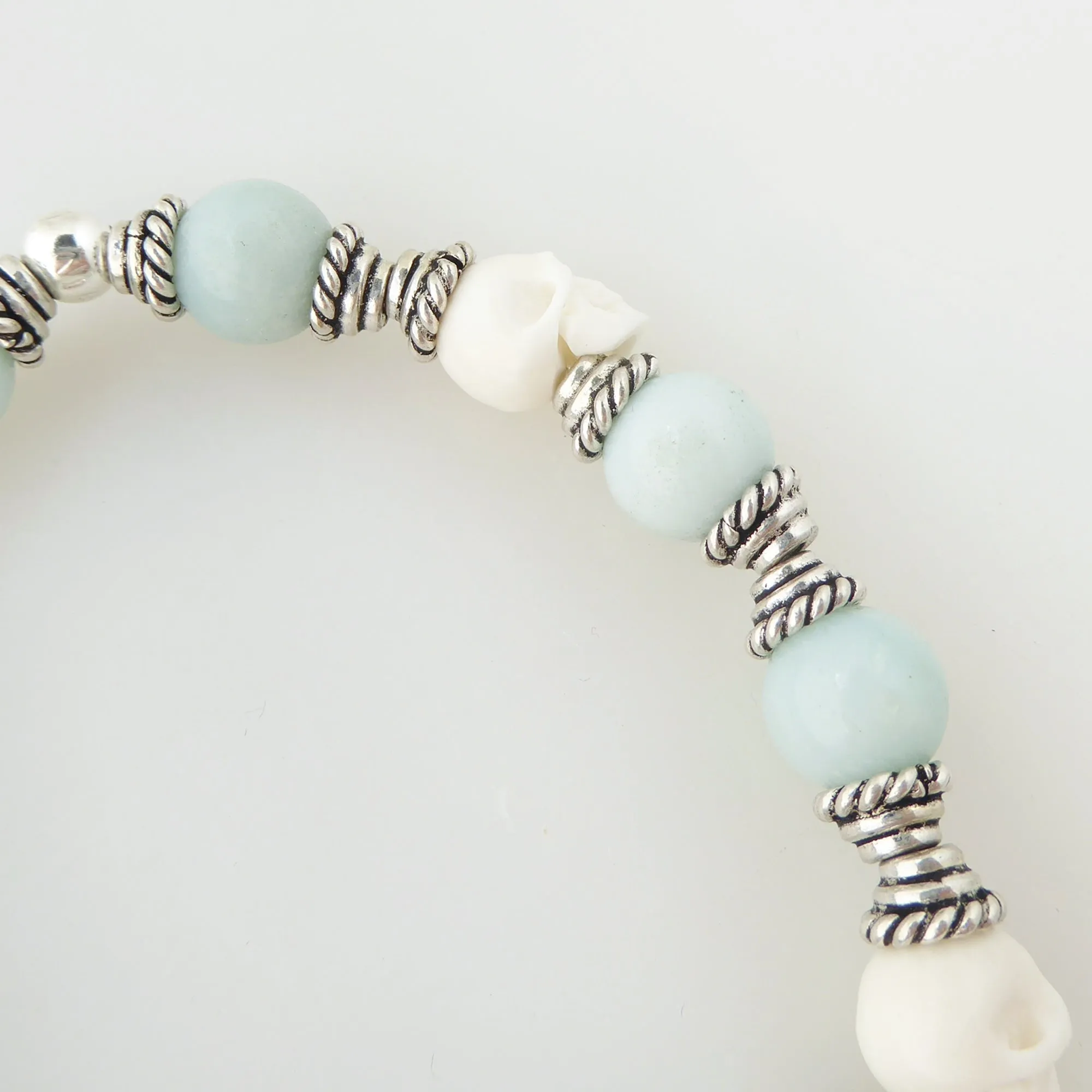 Jade and skull bracelet set