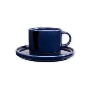 Jan Flat Stackable Cup & Saucer Cobalt Blue 250ml JH-000094