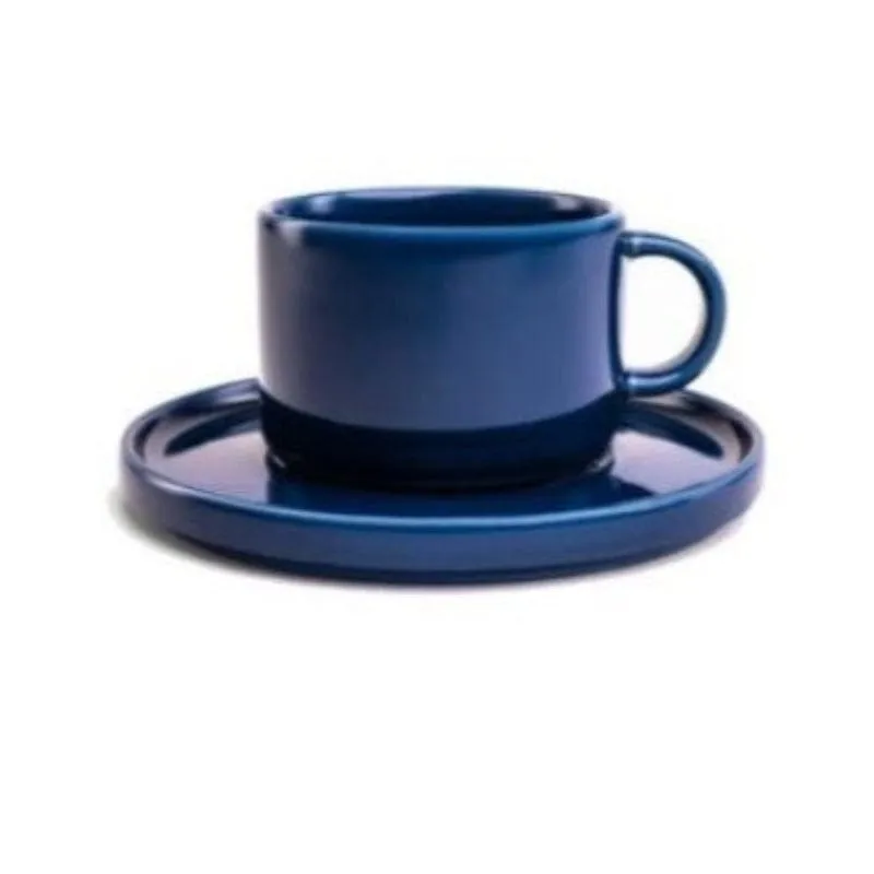 Jan Flat Stackable Cup & Saucer Cobalt Blue 250ml JH-000094