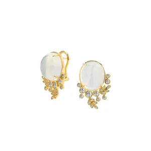 Jardin 18K Yellow Gold Vine Moon Quartz & Diamond Earrings