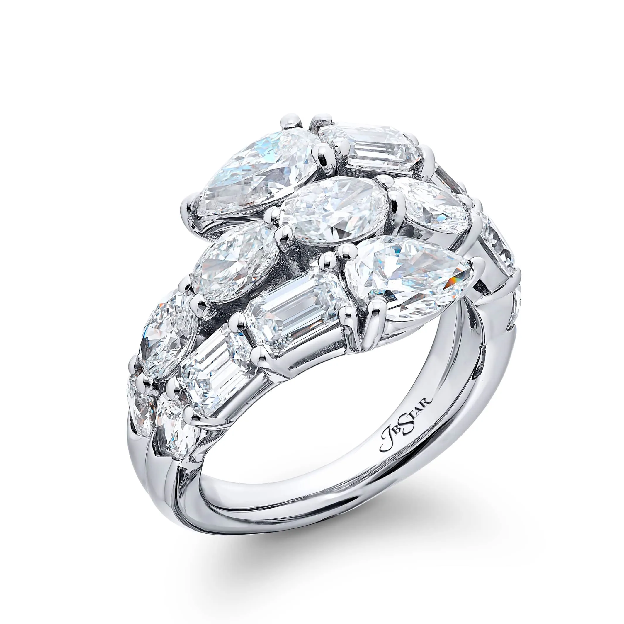 JB Star Twogether Diamond Bypass Platinum Ring