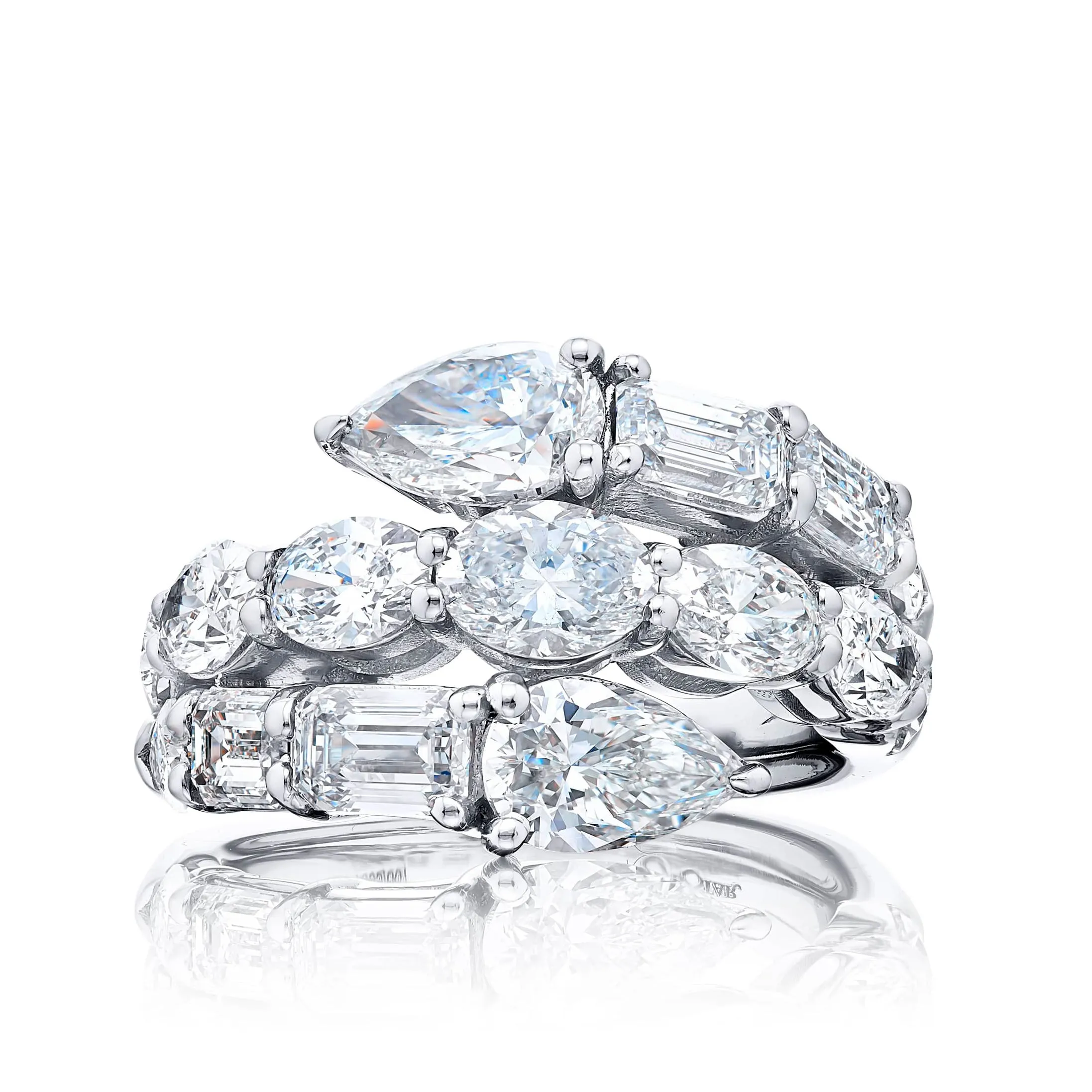 JB Star Twogether Diamond Bypass Platinum Ring