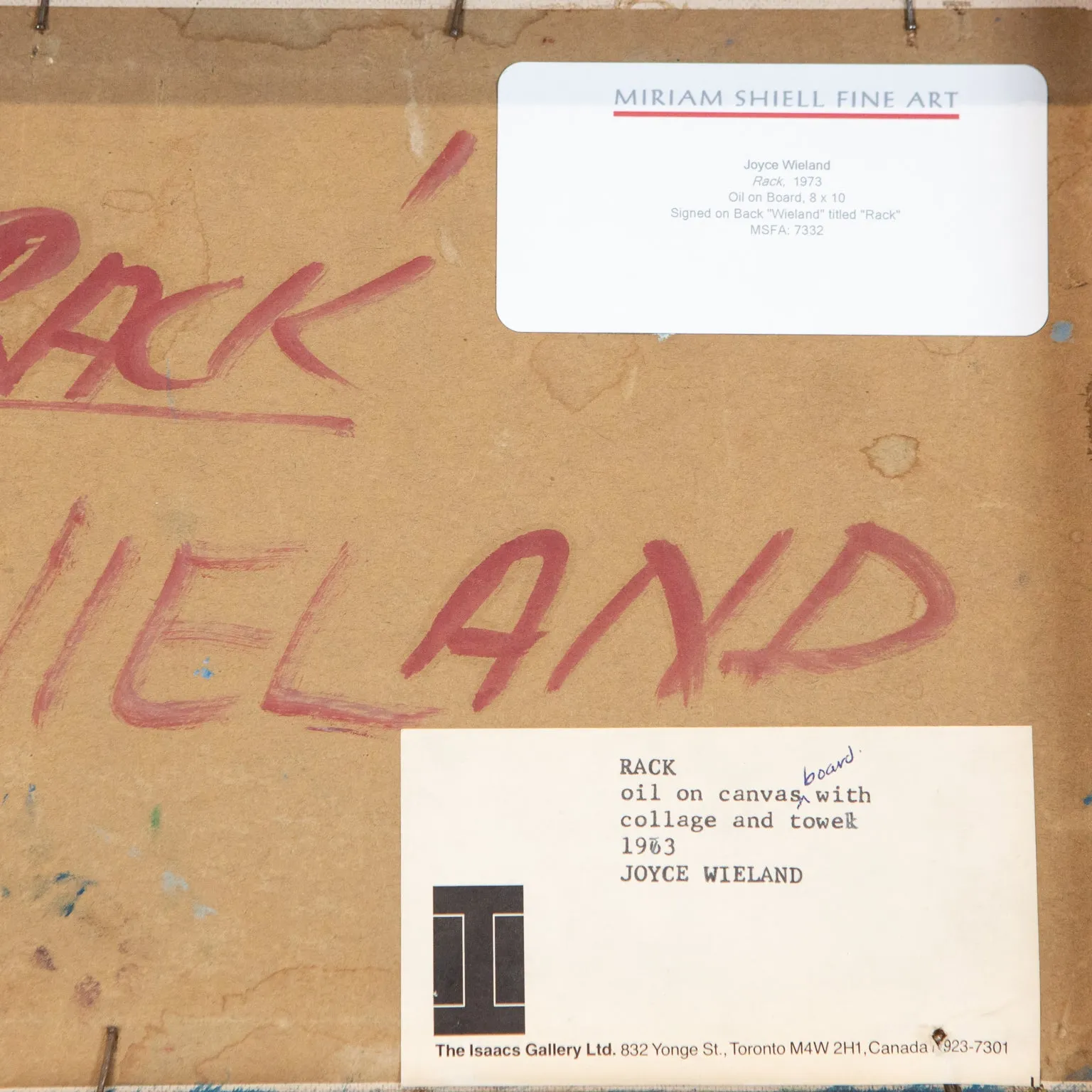 JOYCE WIELAND "RACK", 1972