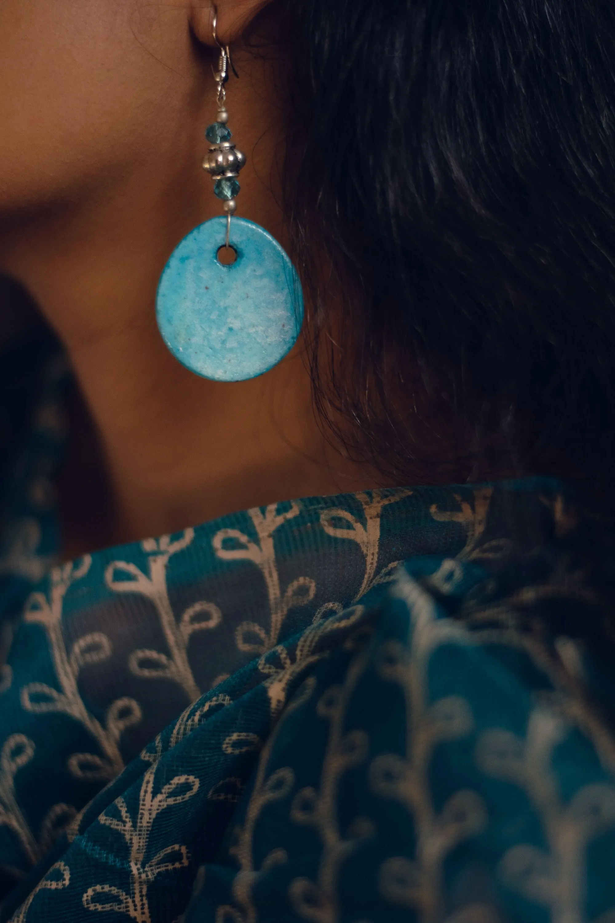 Kaisori blue pottery jewellery - Light blue