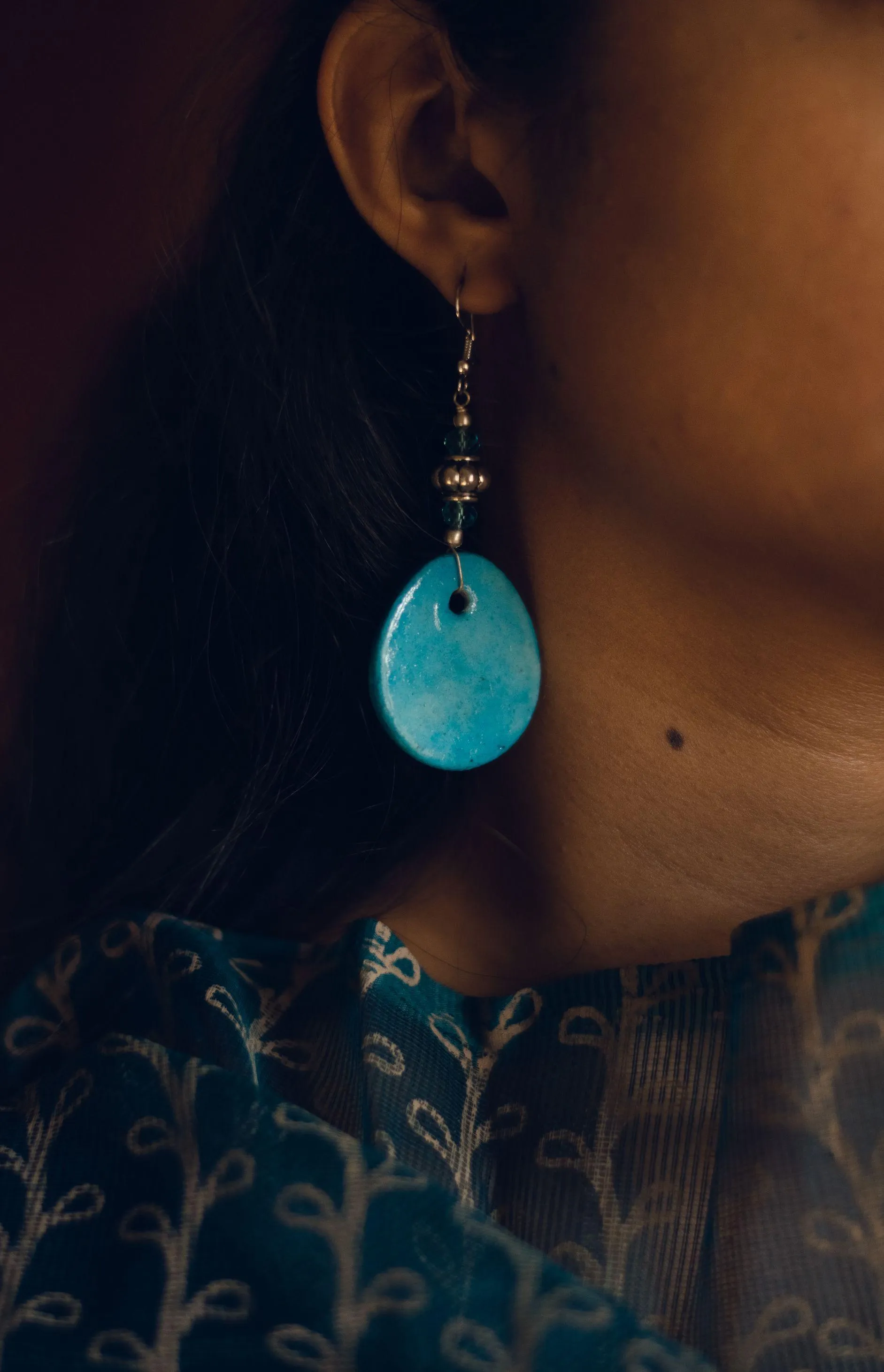 Kaisori blue pottery jewellery - Light blue