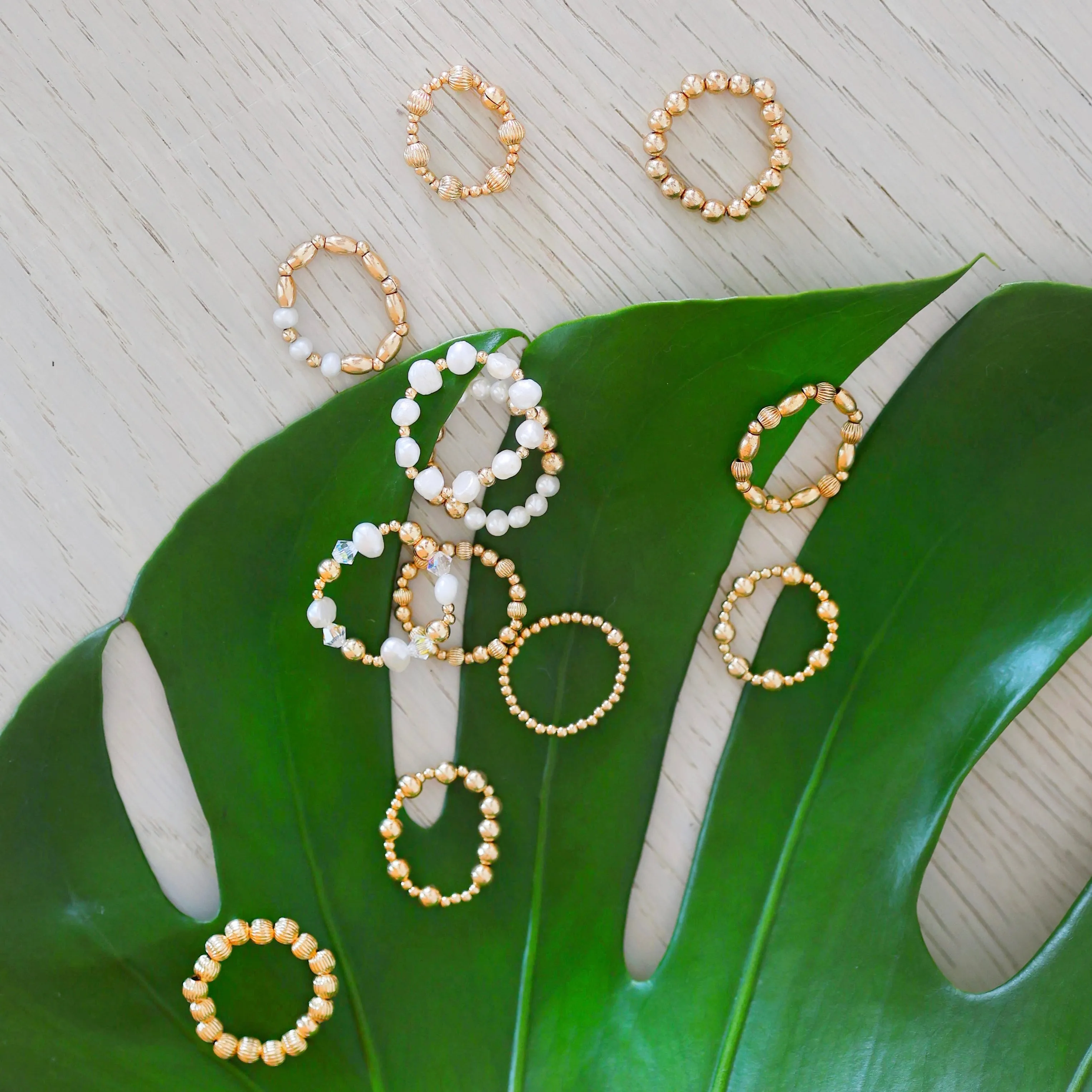 KATIE | Stretchy Ring with Anti-tarnish Gold Filled beads