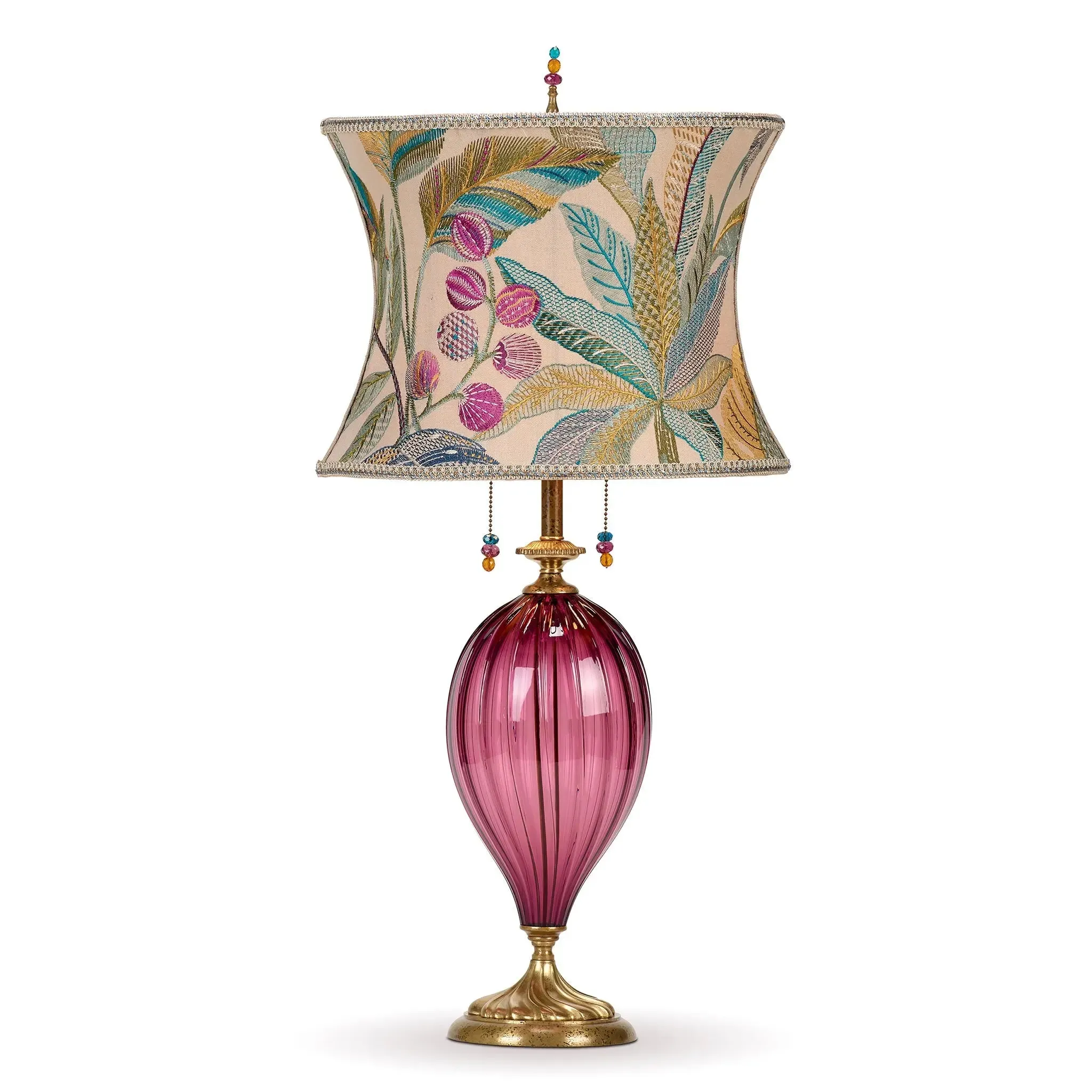 Kelly Table lamp 225I173 Colors Teal Gold Purple Shade Purple Blown Glass Base by Kinzig Design