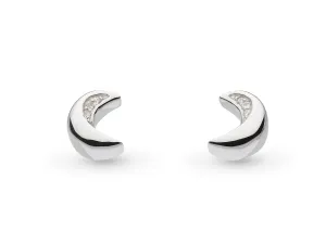 Kit Heath Sterling Silver Cubic Zirconia Miniature Moon Stud Earrings