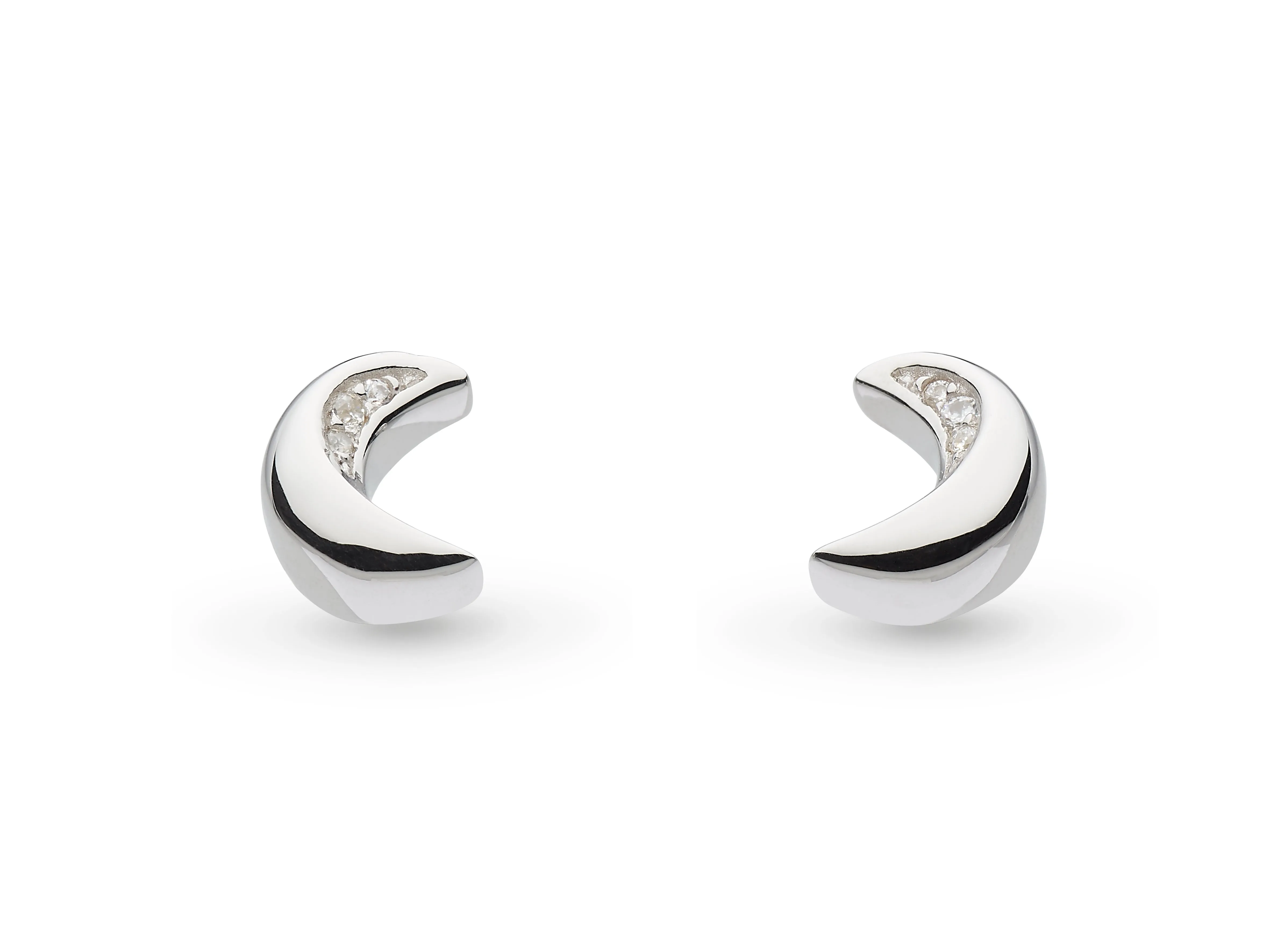 Kit Heath Sterling Silver Cubic Zirconia Miniature Moon Stud Earrings