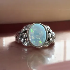 Lab Opal Solid 925 Sterling Silver Ring 9