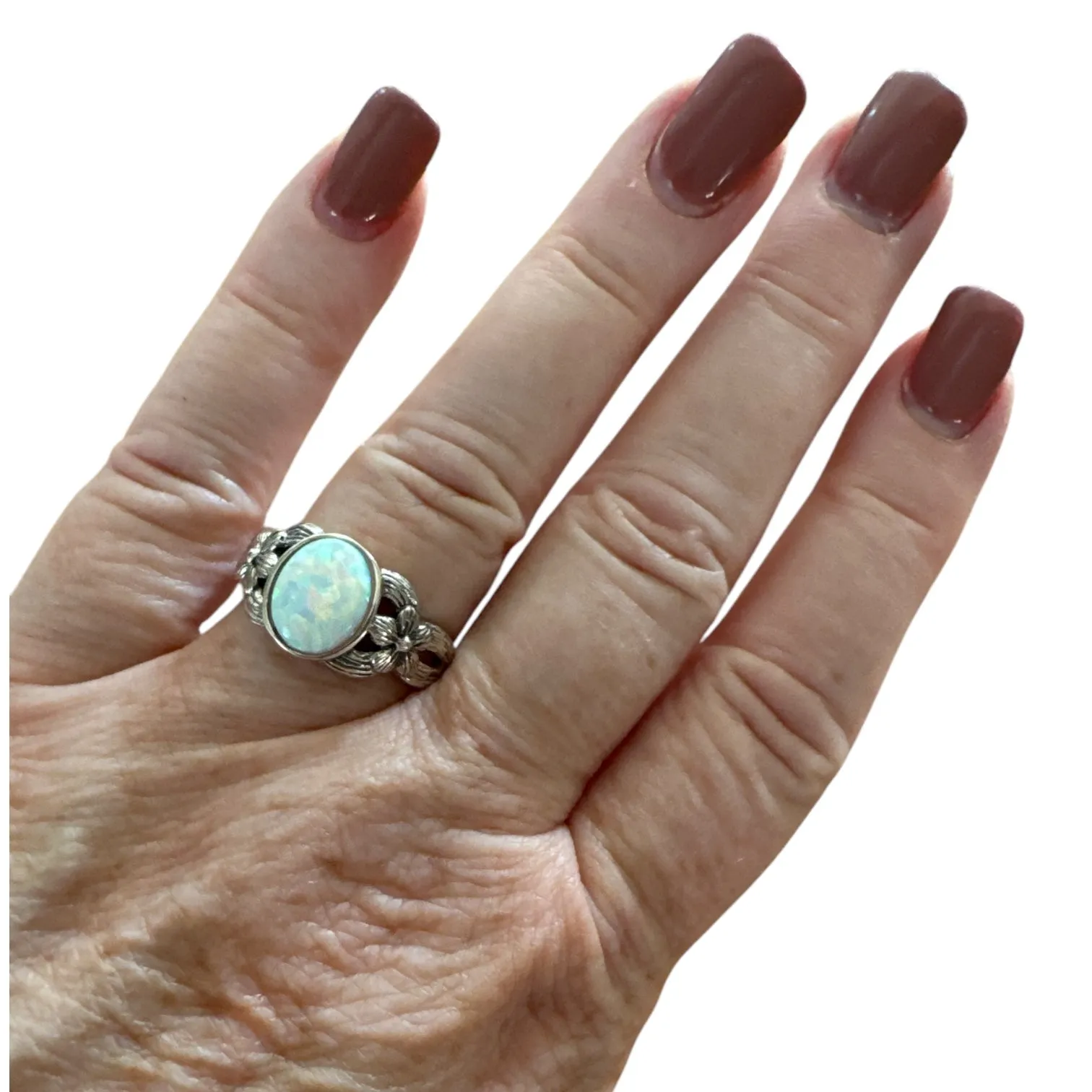 Lab Opal Solid 925 Sterling Silver Ring 9